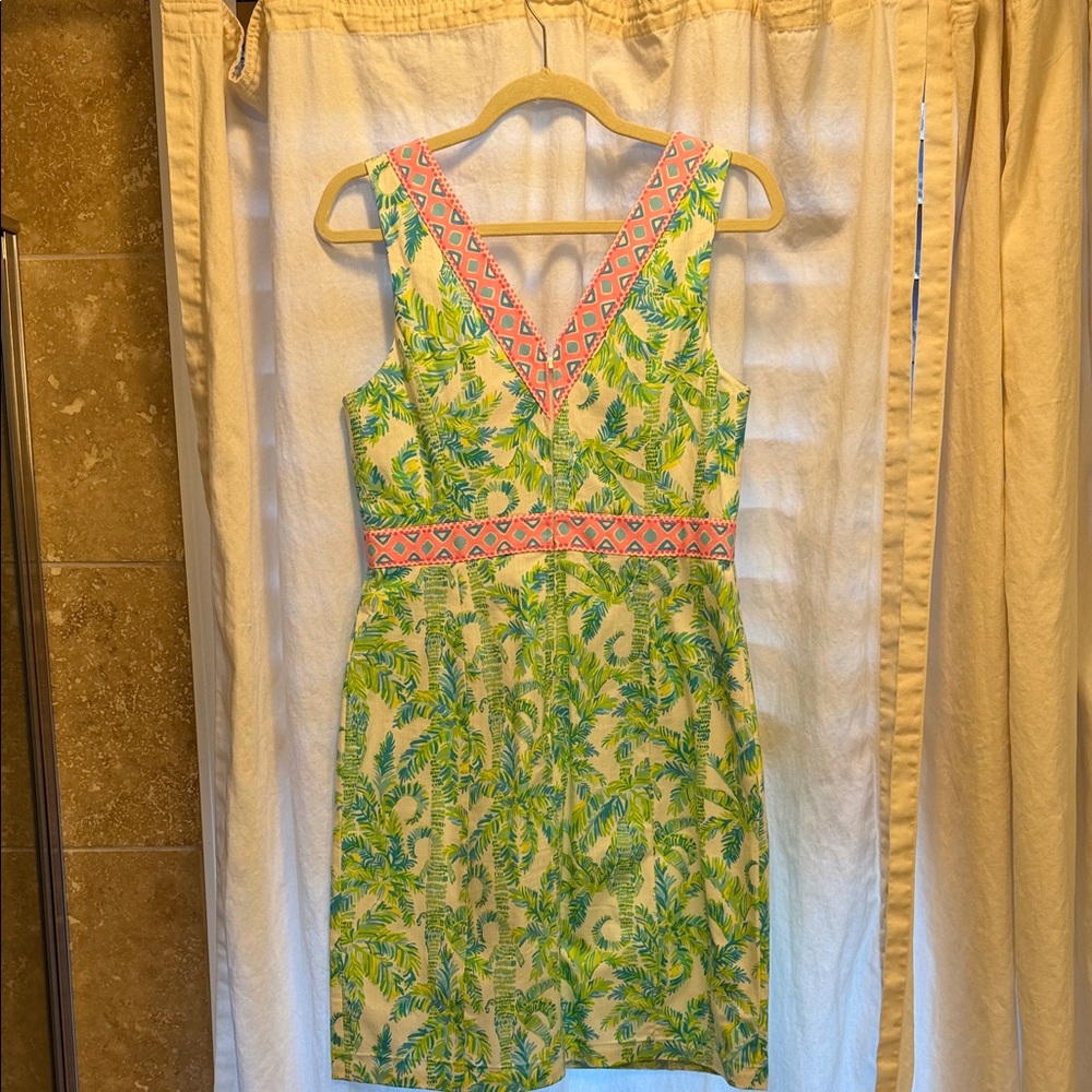 Lilly Pulitzer Green and Pink Palm Print Midi Dress - Picture 4 of 6